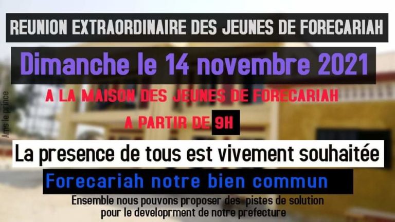 Forecariah: Appel à une réunion extraordinaire entre les jeunes le dimanche 14 novembre