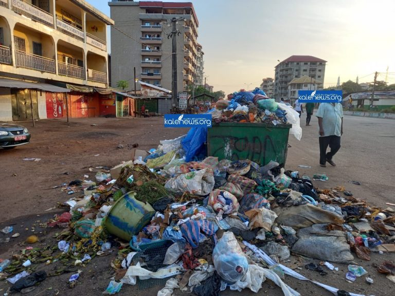 Conakry/Insalubrité : Des poubelles débordées d’ordures le long de la route le Prince