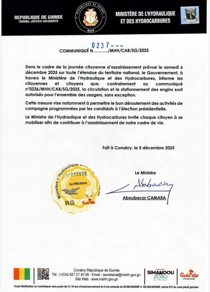 Journée d’assainissement : la circulation des citoyens autorisée