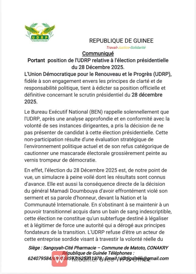 Présidentielle 2025 : l’UDRP de Dr Edouard Zoutomou Kpoghomou opte pour la neutralité 