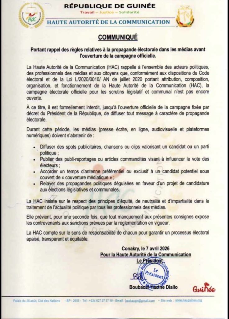 Élections du 24 mai :  la HAC rappelle l’interdiction de la propagande électorale avant l’ouverture officielle de la campagne